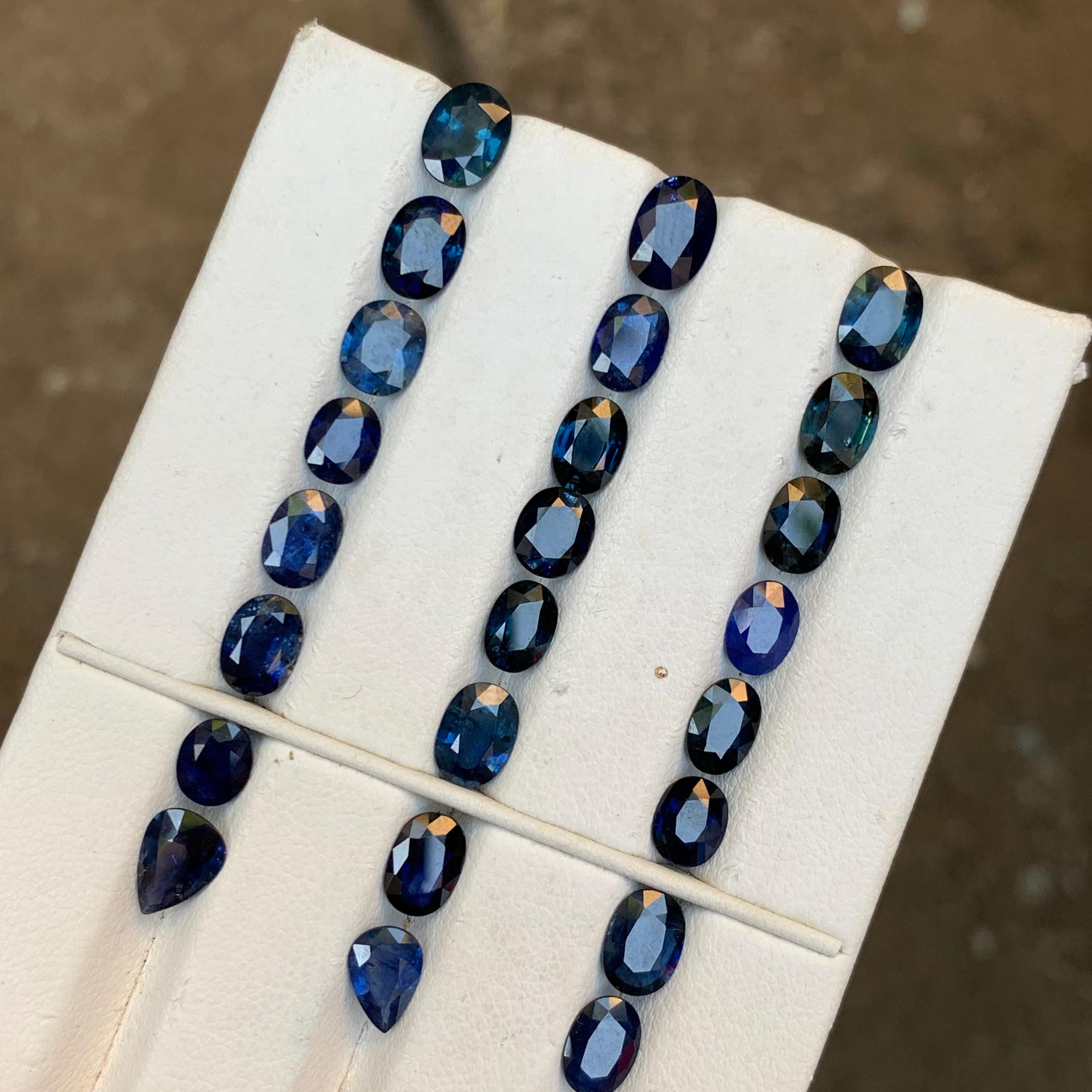 Natürlicher dunkelblauer Saphir Paket 21.45 Ct Oval Schliff Lose Edelsteine Schmuck Größe im Angebot 5