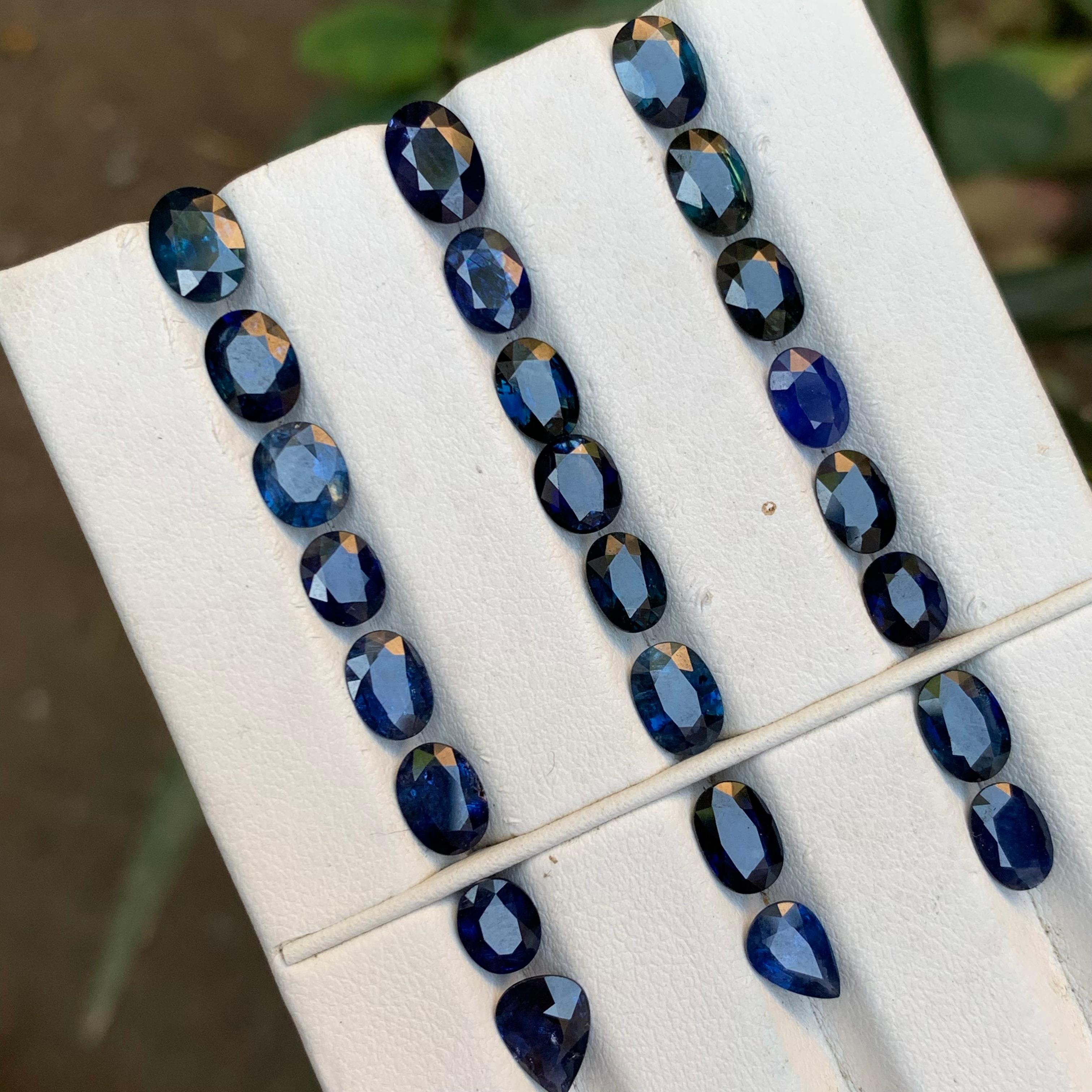 Natürlicher dunkelblauer Saphir Paket 21.45 Ct Oval Schliff Lose Edelsteine Schmuck Größe im Angebot 6