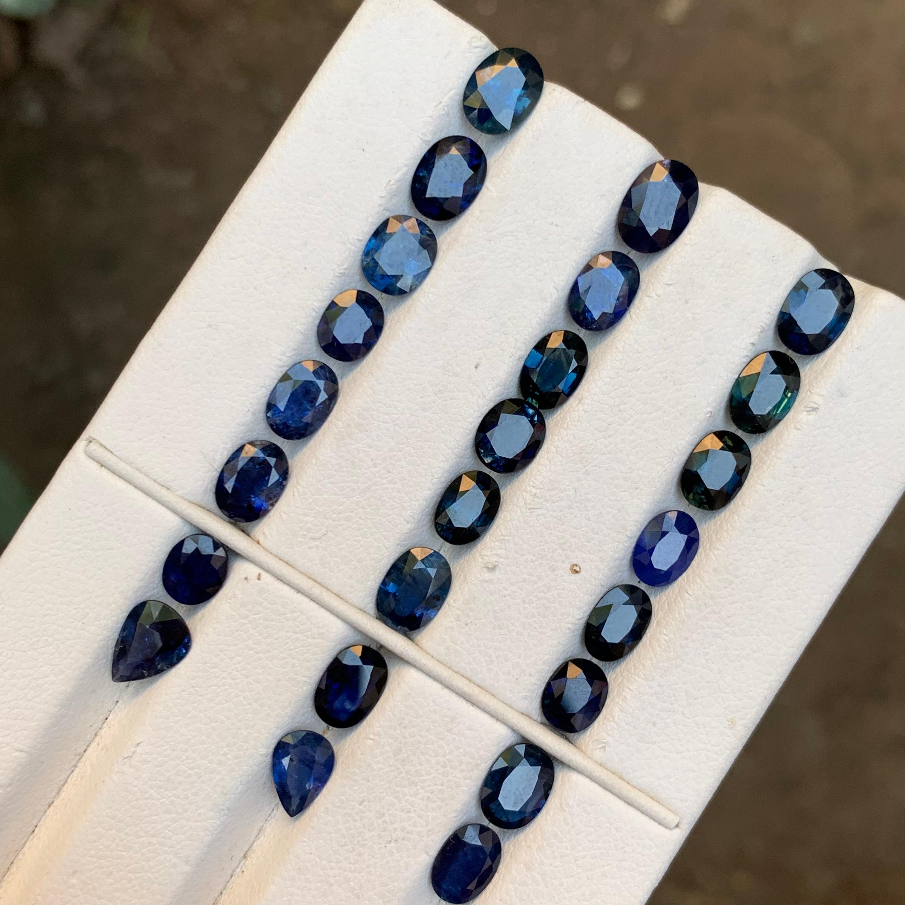 Natürlicher dunkelblauer Saphir Paket 21.45 Ct Oval Schliff Lose Edelsteine Schmuck Größe im Angebot 7