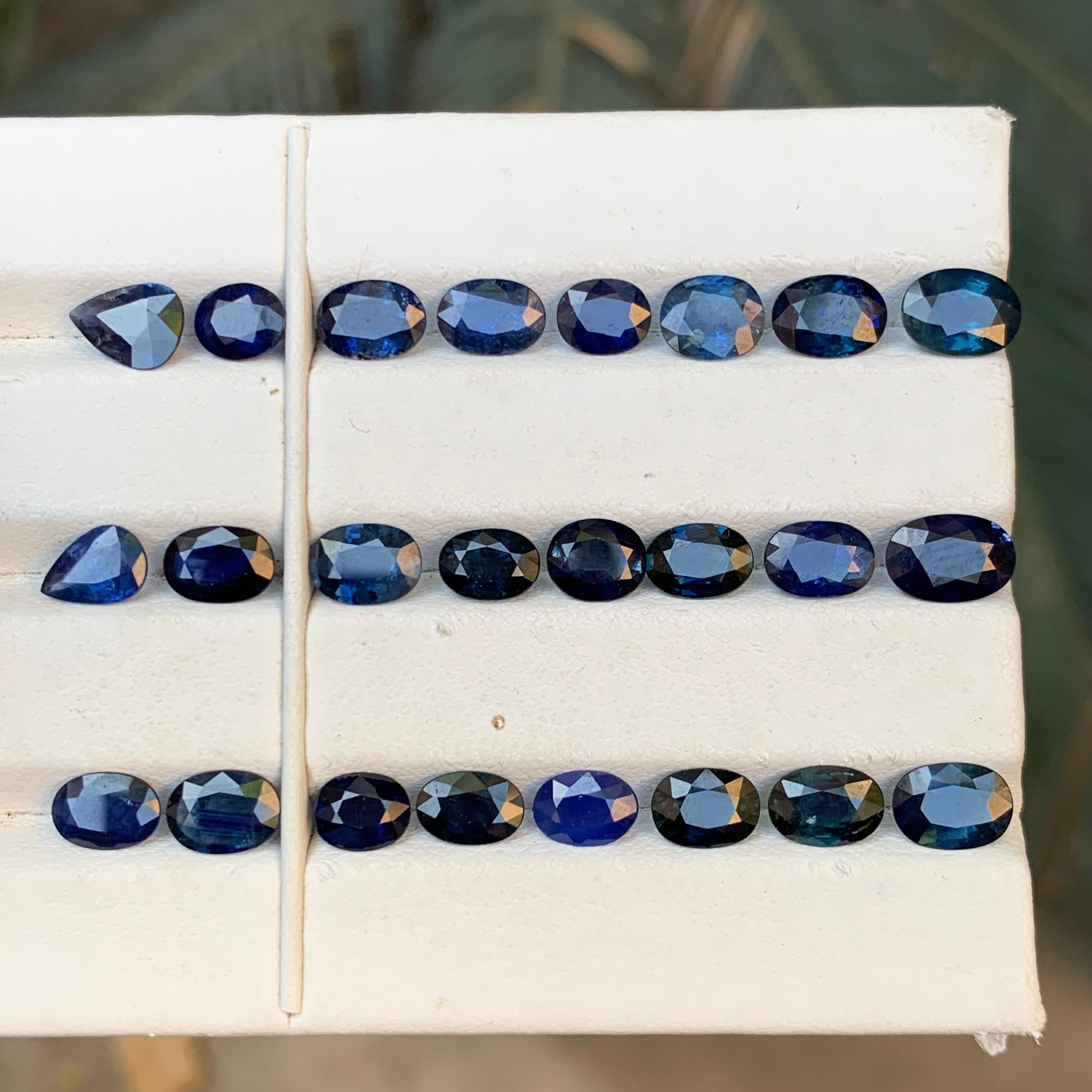 Natürlicher dunkelblauer Saphir Paket 21.45 Ct Oval Schliff Lose Edelsteine Schmuck Größe im Angebot 3