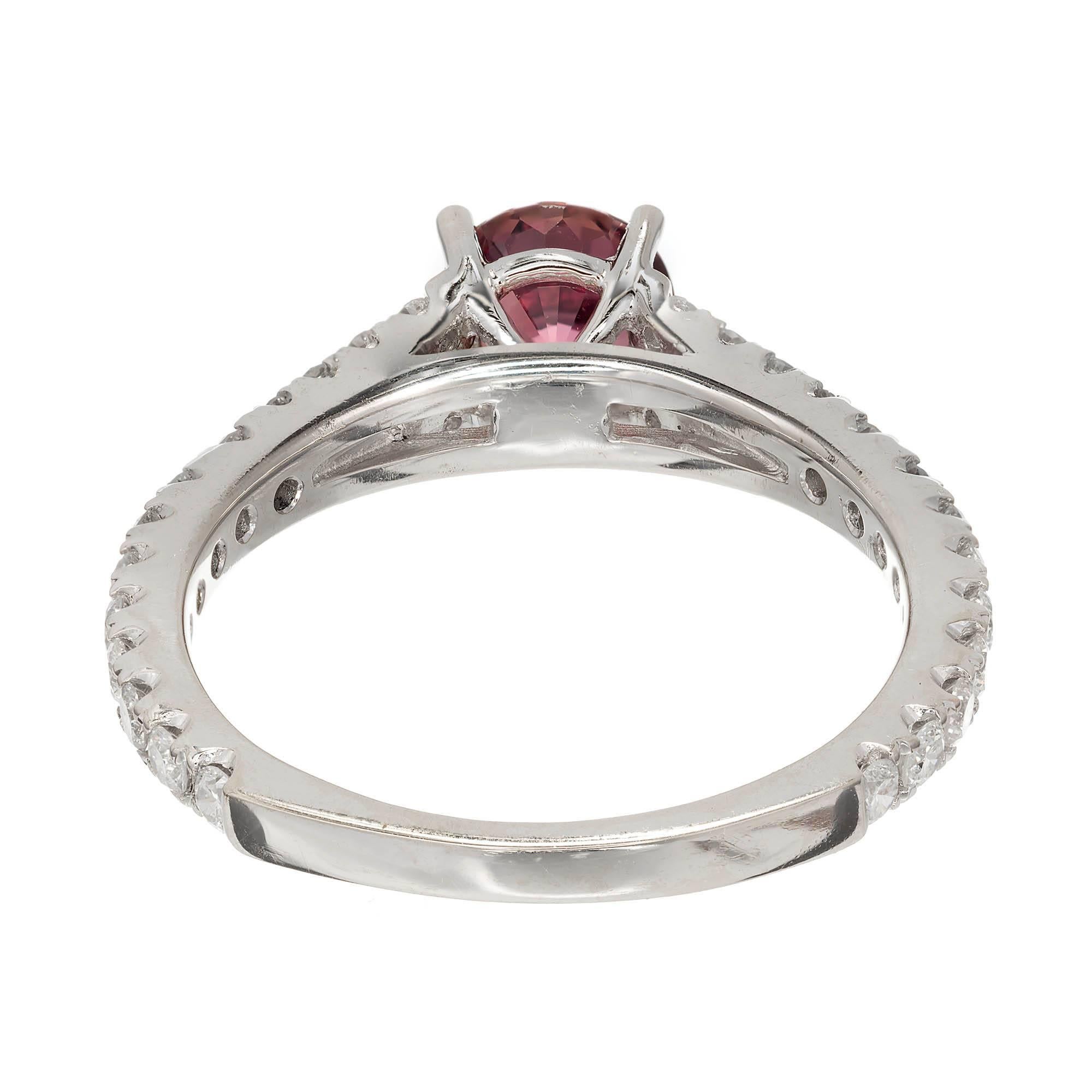 Women's 1.07 Carat Natural Pink Dark Brown Sapphire Diamond Gold Engagement Ring For Sale