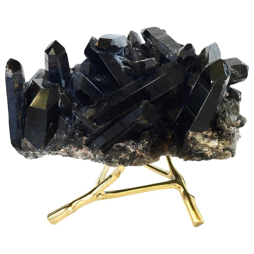 Natural Dark Rock Crystal Cluster