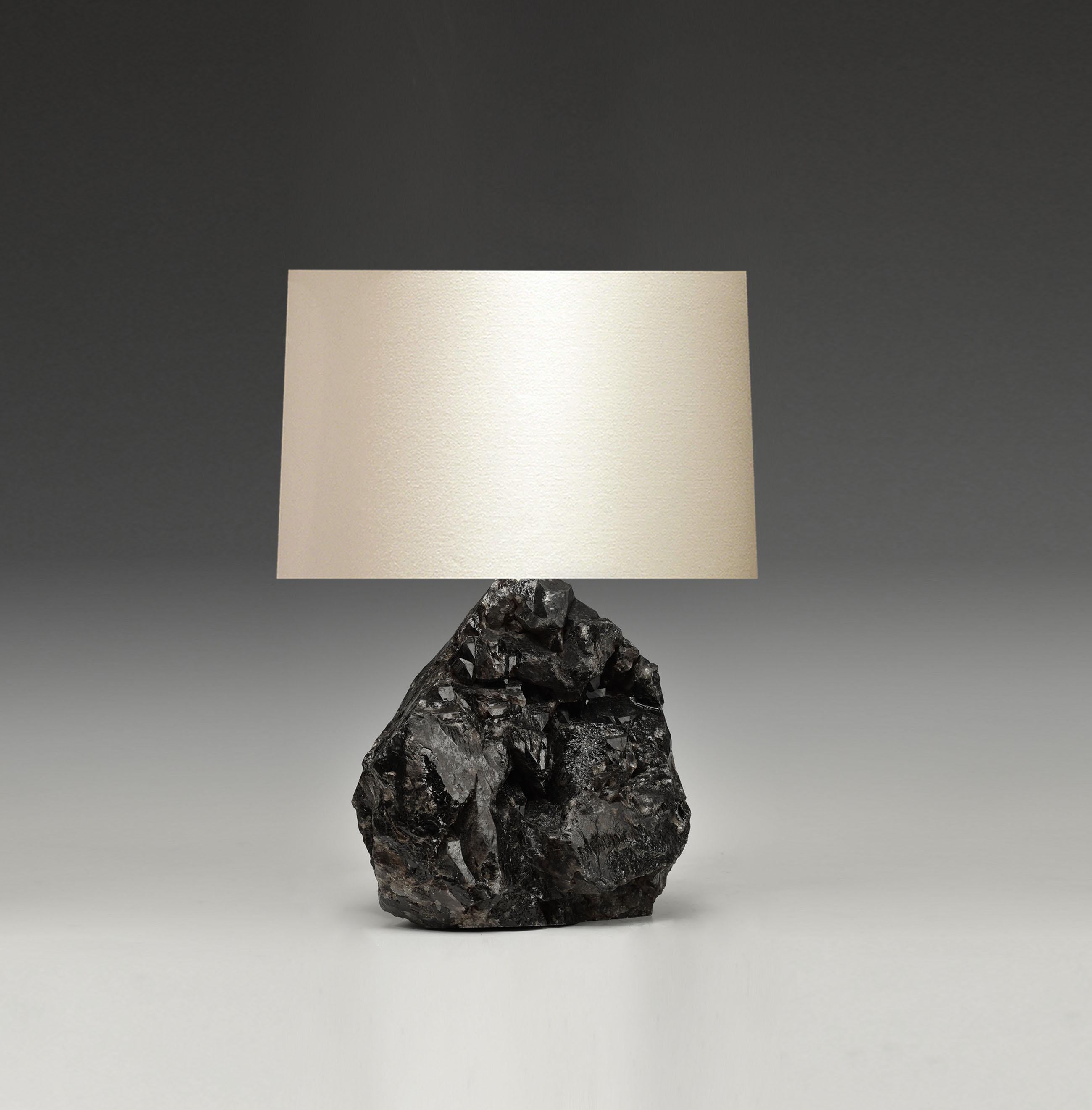 Contemporary Natural Dark Rock Crystal Lamp by Phoenix