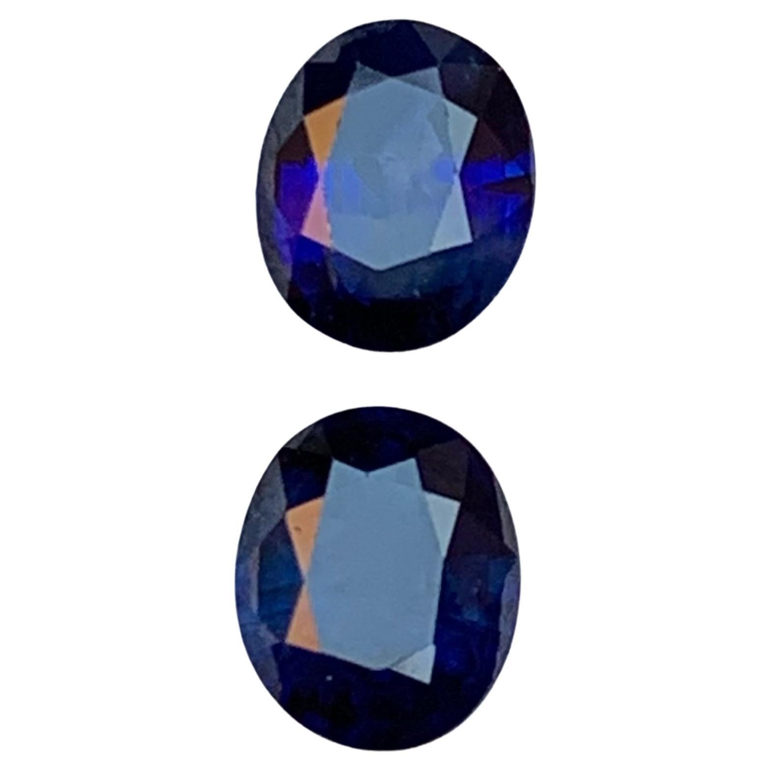 Natural Darkish Blue Sapphire 1.33 Ct Oval Cut Loose Gemstone Pair for Jewelry For Sale