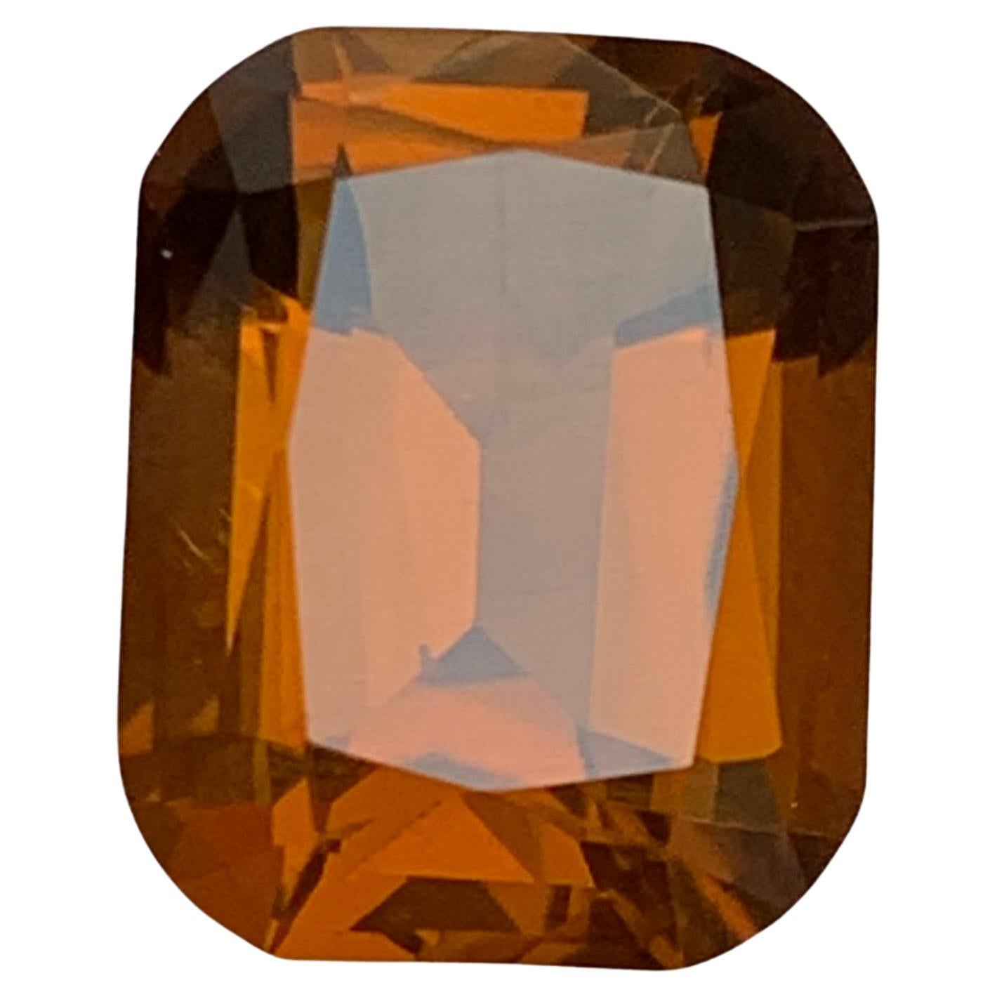 Natural Deep Amber Orange Citrine 5.14 Carat Cushion Cut Gemstone for Ring