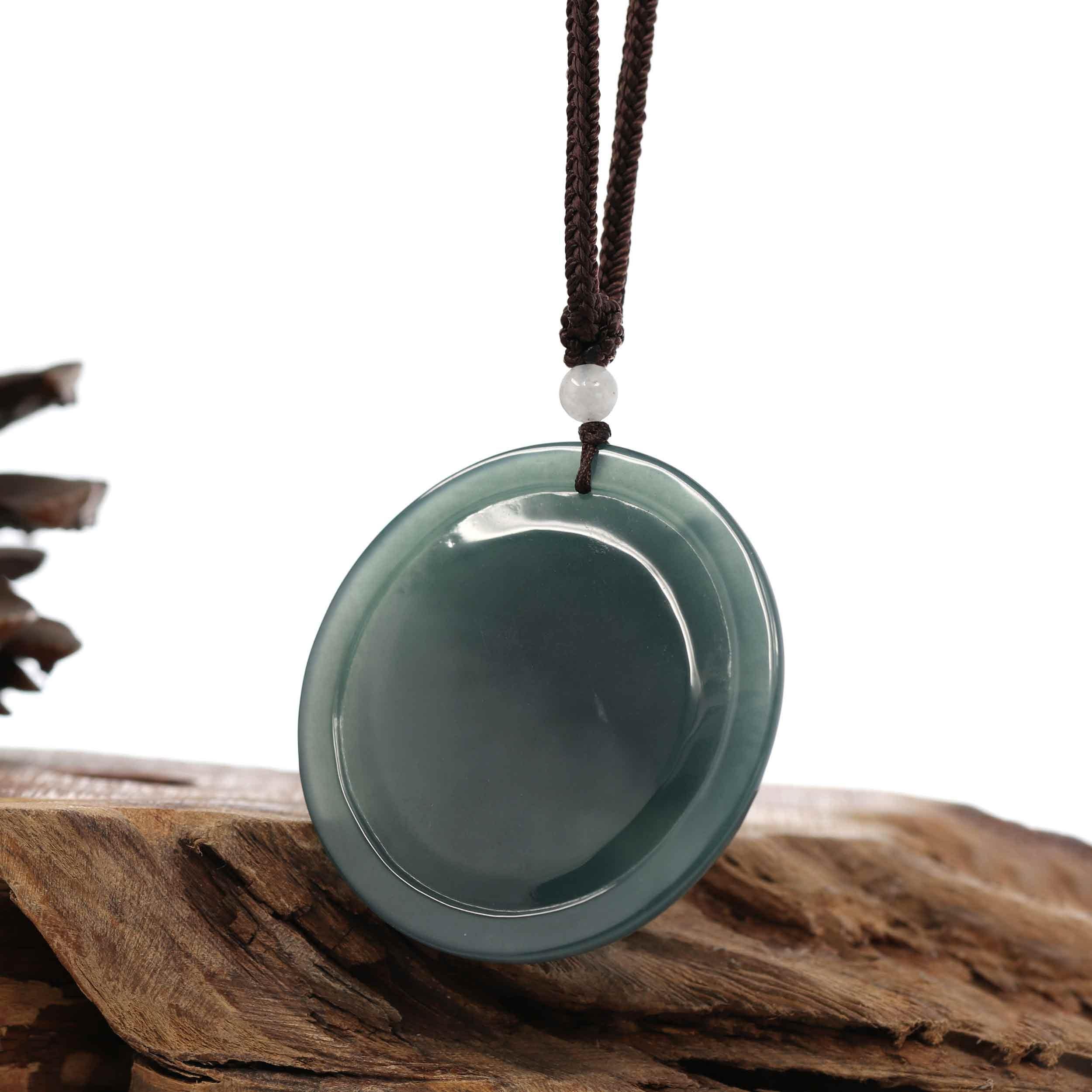 Round Cut Natural Deep Blue Green Jadeite Jade 