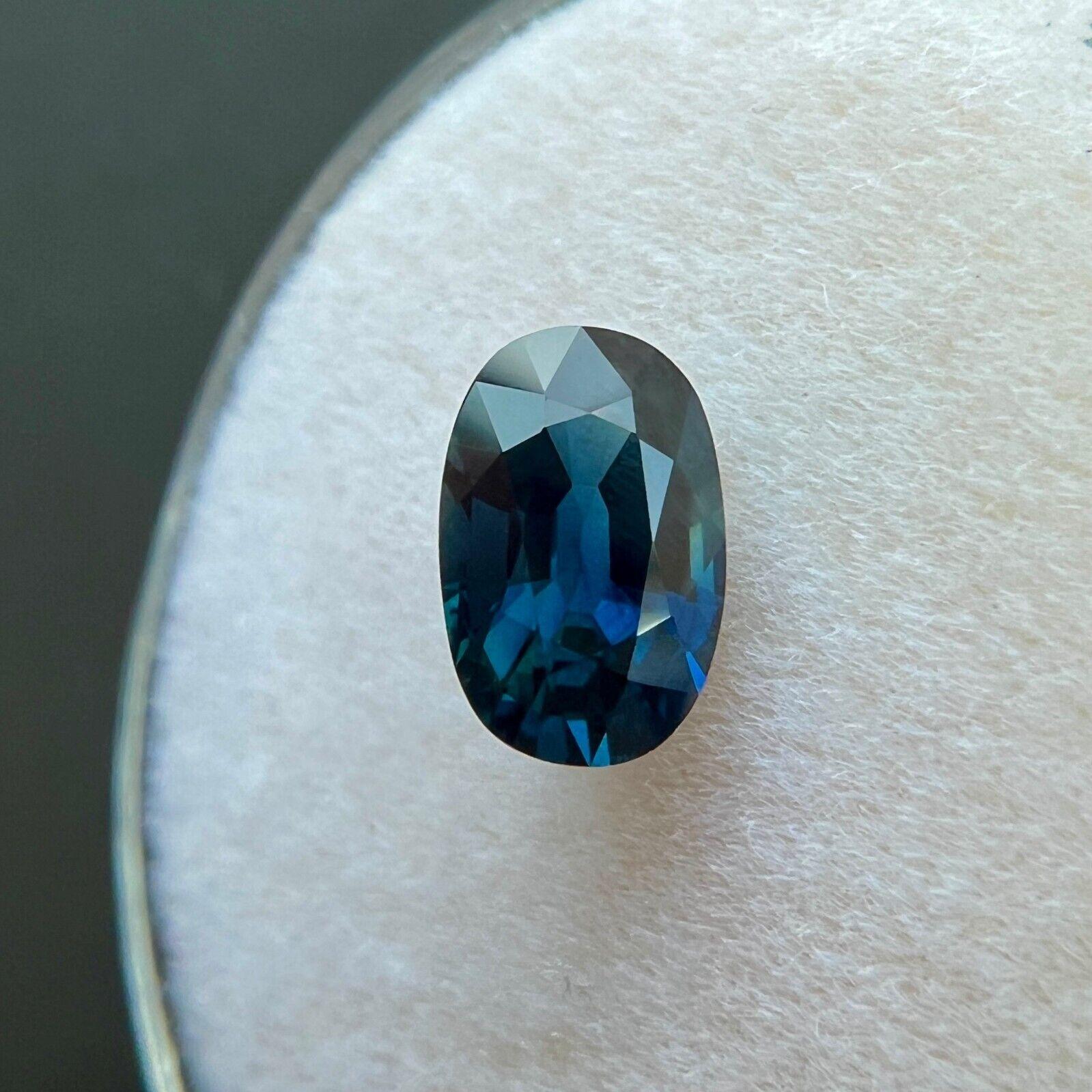Women's or Men's Natural Deep Blue Sapphire 1.14ct GIA Certified 7.5X4.9mm Oval Cut Gemstone For Sale