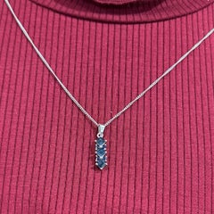 Natural Deep Blue Sapphire Long Pendant for 2025 Graduation Gift in 925 Silver