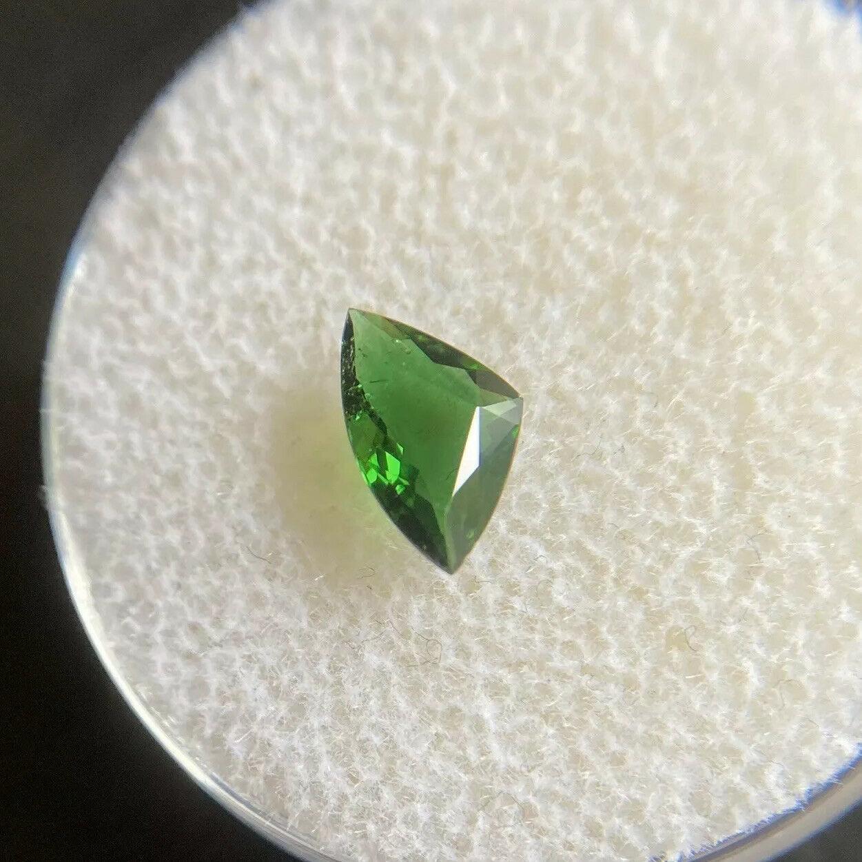 Trillion Cut Natural Deep Green Chrome Tourmaline 0.49ct Trillion Triangle Cut Rare Gem For Sale