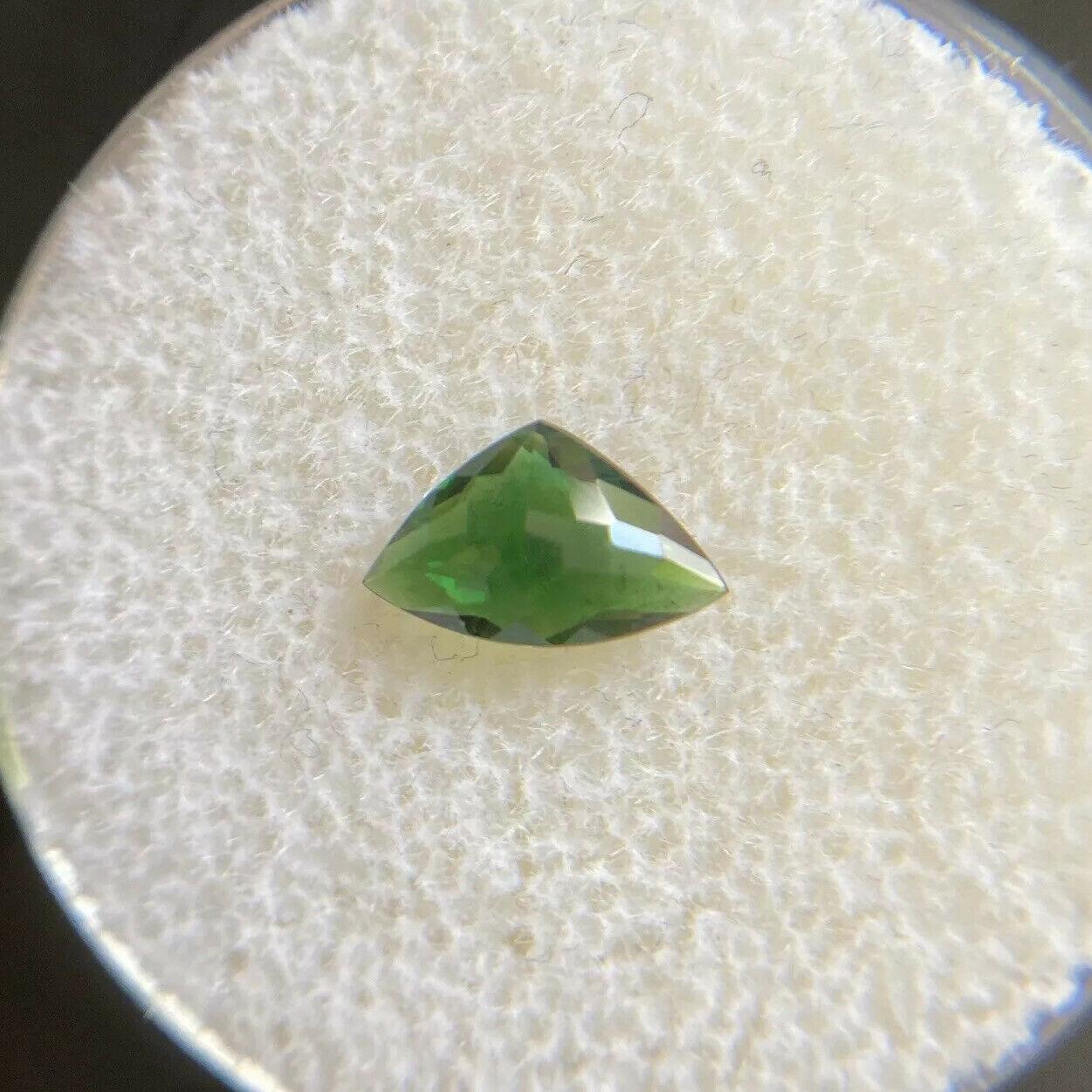 Women's or Men's Natural Deep Green Chrome Tourmaline 0.49ct Trillion Triangle Cut Rare Gem For Sale