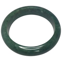 Natural Deep Green Jadeite Jade Bangle Bracelet Mottled Green 80g