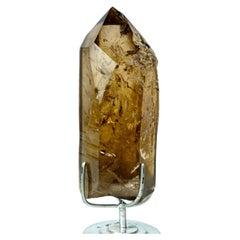 Natural Deep Honey-Gold Citrine Quartz Crystal with Feldspar Inclusions