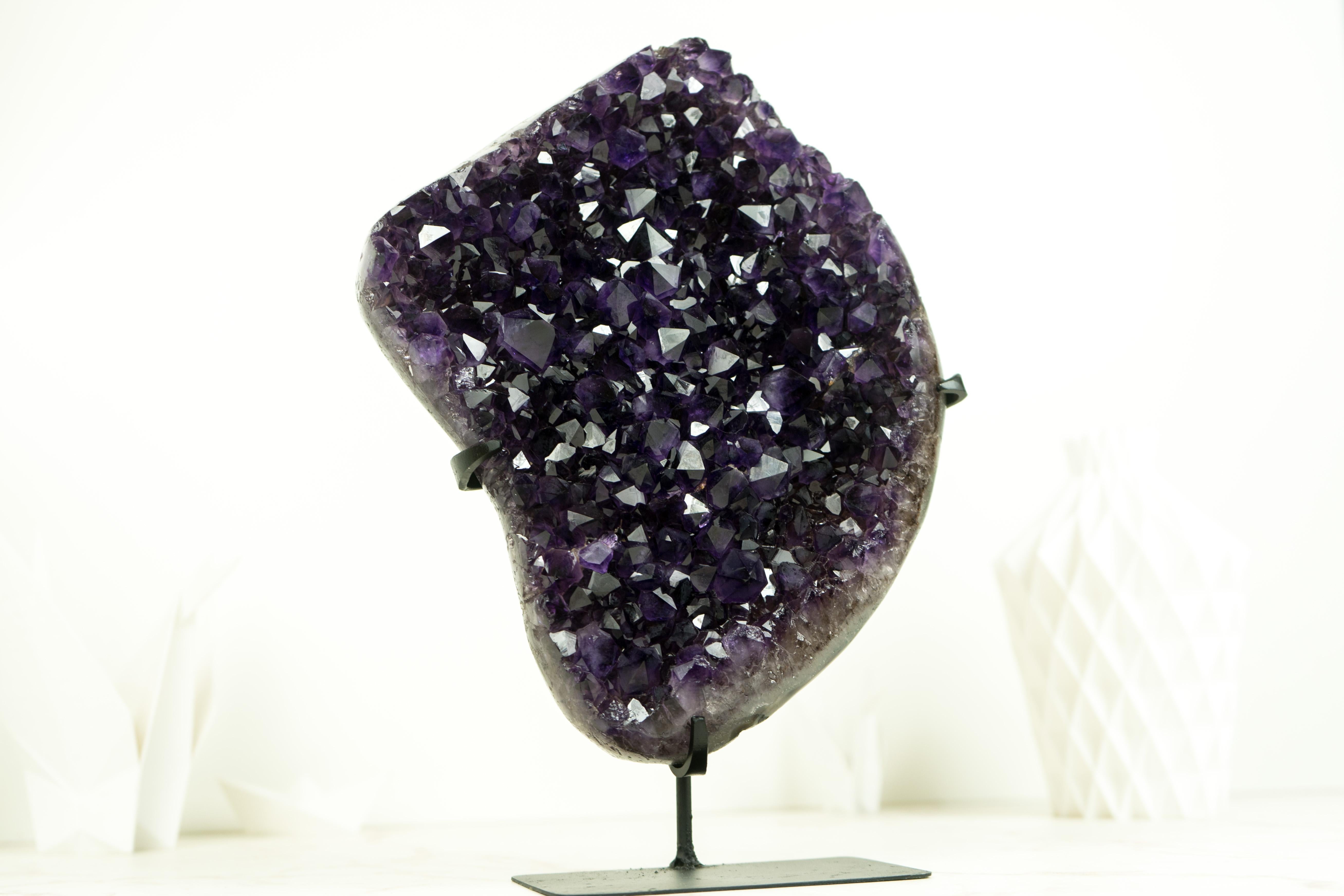Natural Deep Purple Amethyst Cluster with High-Grade Grape Jelly Amethyst Druzy For Sale 4