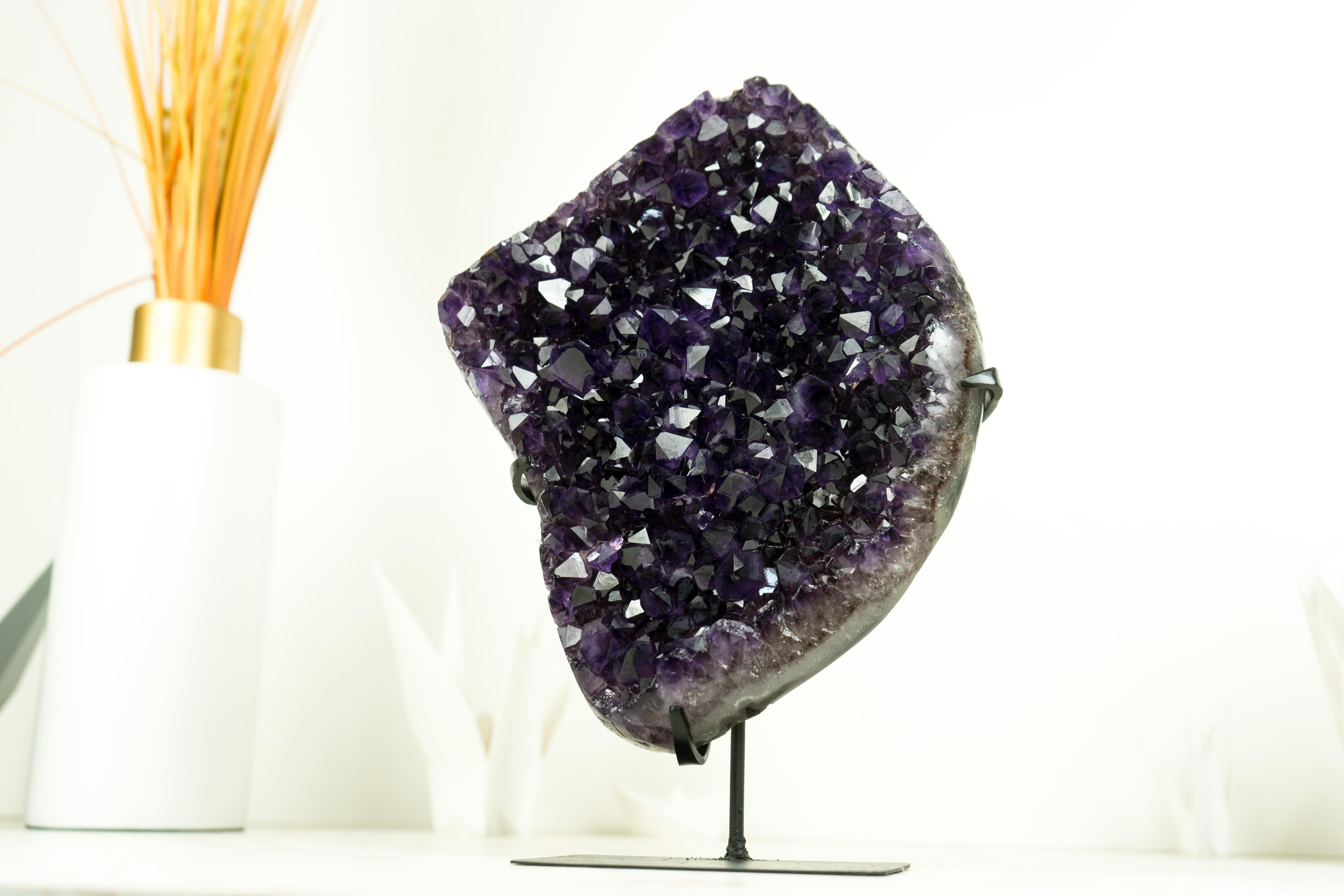 Natural Deep Purple Amethyst Cluster with High-Grade Grape Jelly Amethyst Druzy For Sale 5