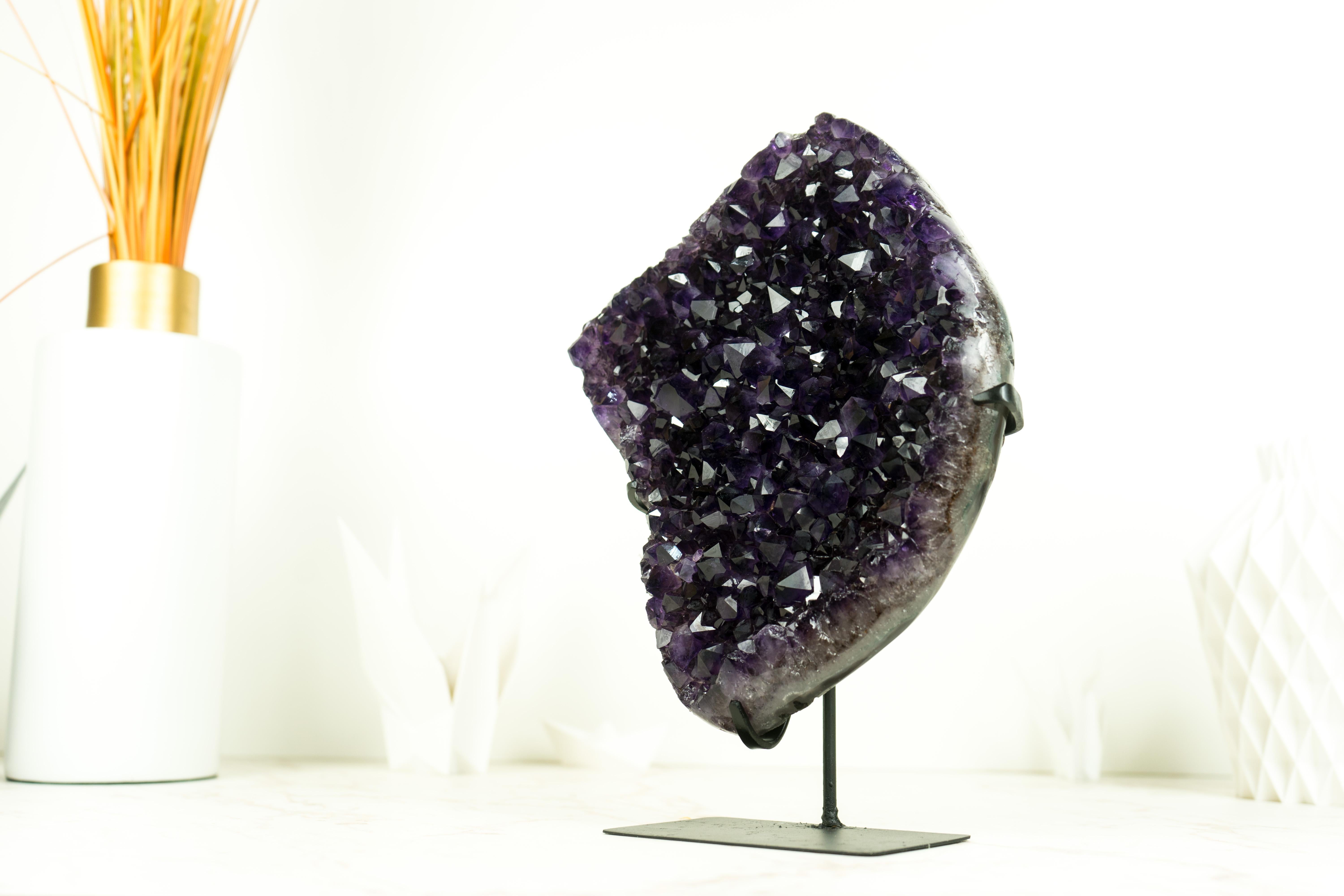 Natural Deep Purple Amethyst Cluster with High-Grade Grape Jelly Amethyst Druzy For Sale 7