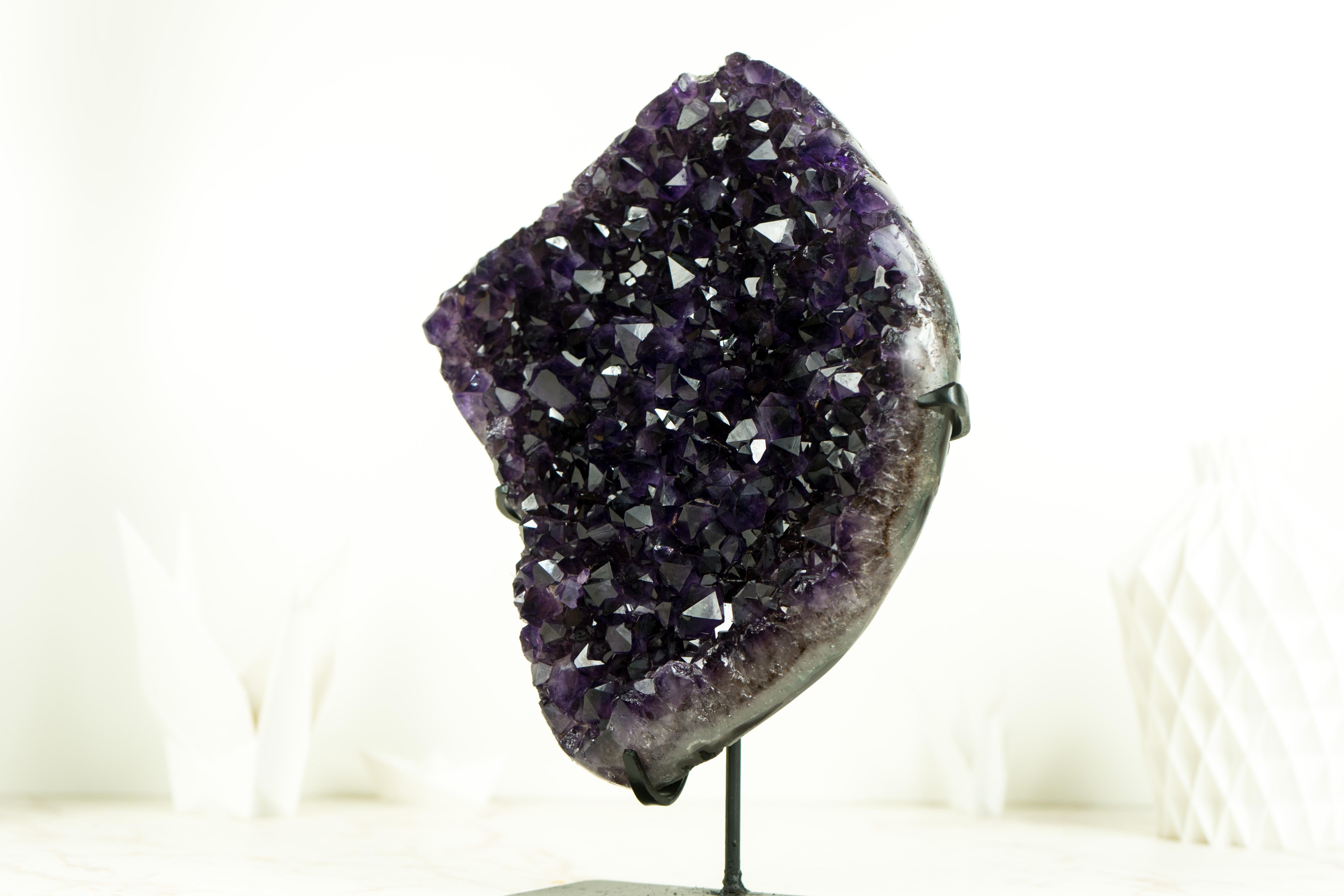 Natural Deep Purple Amethyst Cluster with High-Grade Grape Jelly Amethyst Druzy For Sale 10