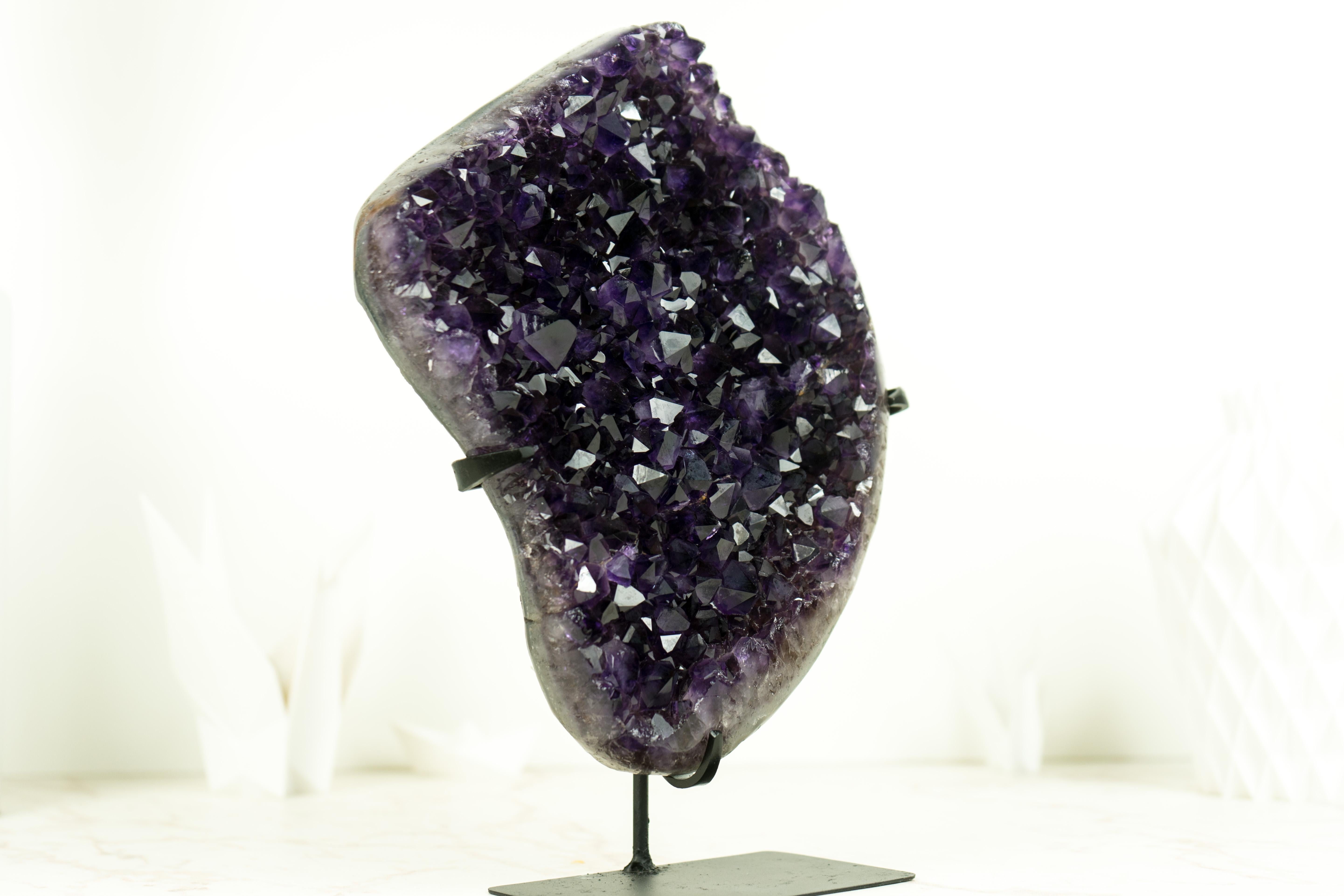 Brazilian Natural Deep Purple Amethyst Cluster with High-Grade Grape Jelly Amethyst Druzy For Sale