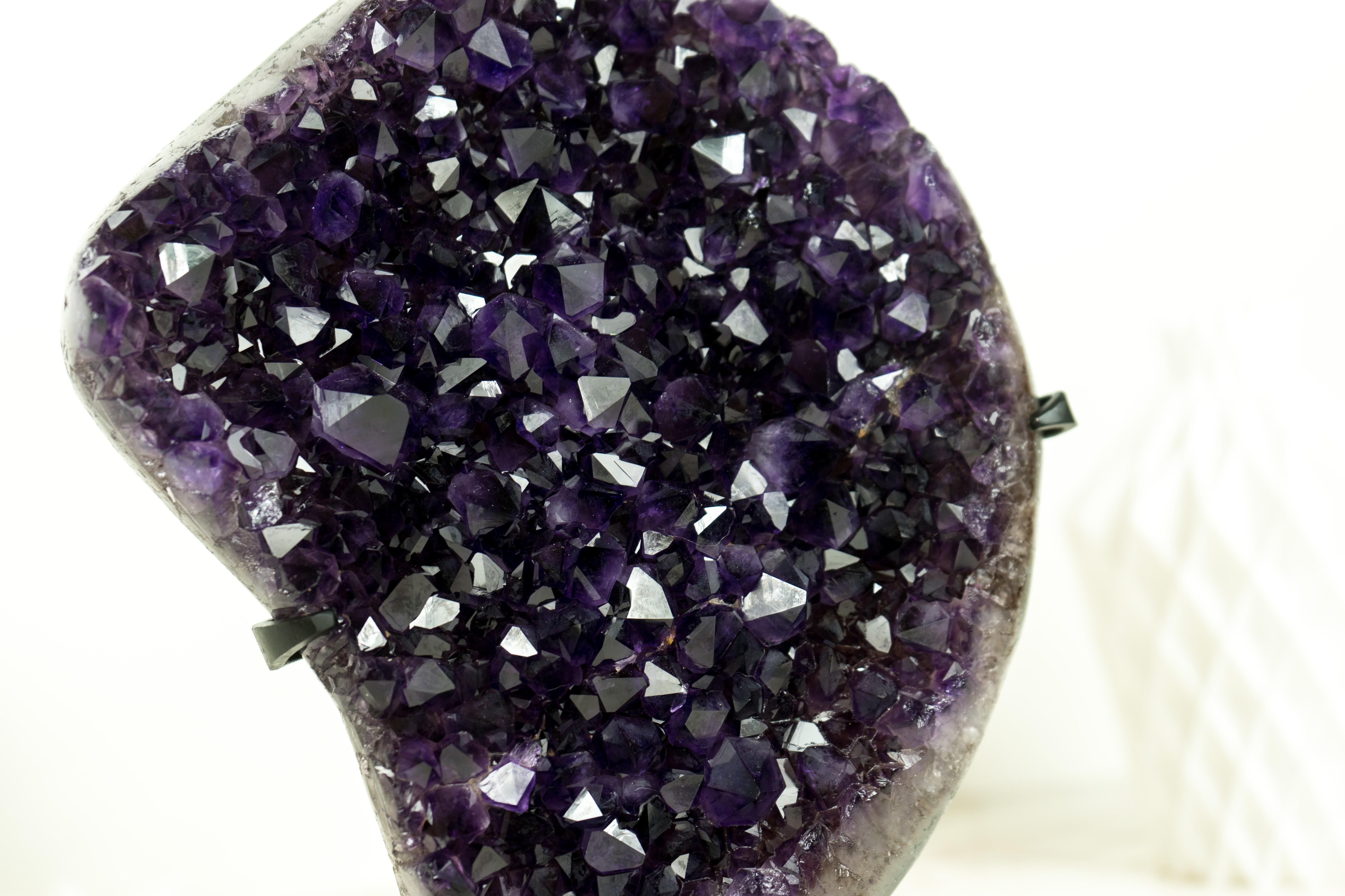 Agate Natural Deep Purple Amethyst Cluster with High-Grade Grape Jelly Amethyst Druzy For Sale