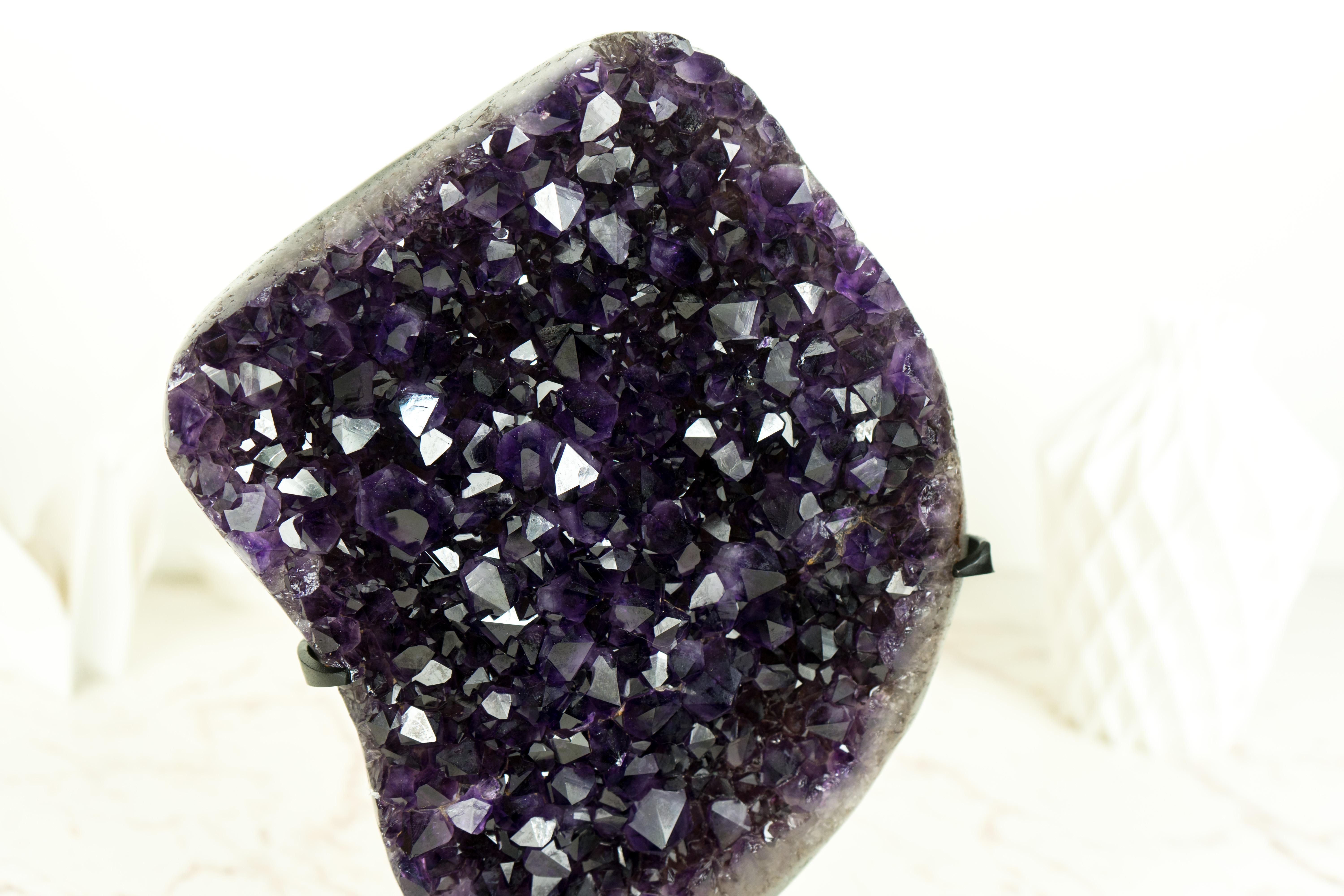 Natural Deep Purple Amethyst Cluster with High-Grade Grape Jelly Amethyst Druzy For Sale 1