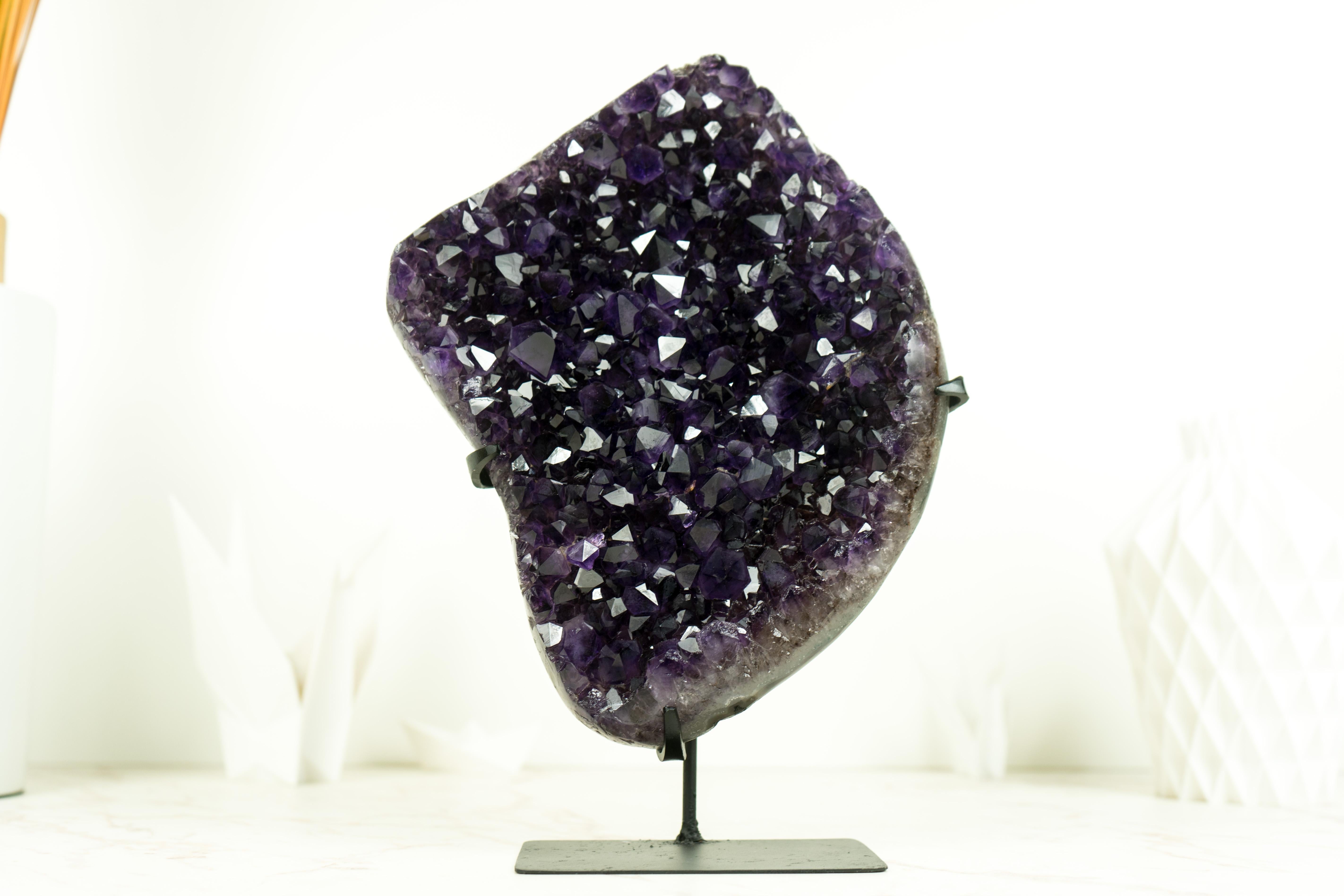Natural Deep Purple Amethyst Cluster with High-Grade Grape Jelly Amethyst Druzy For Sale 2