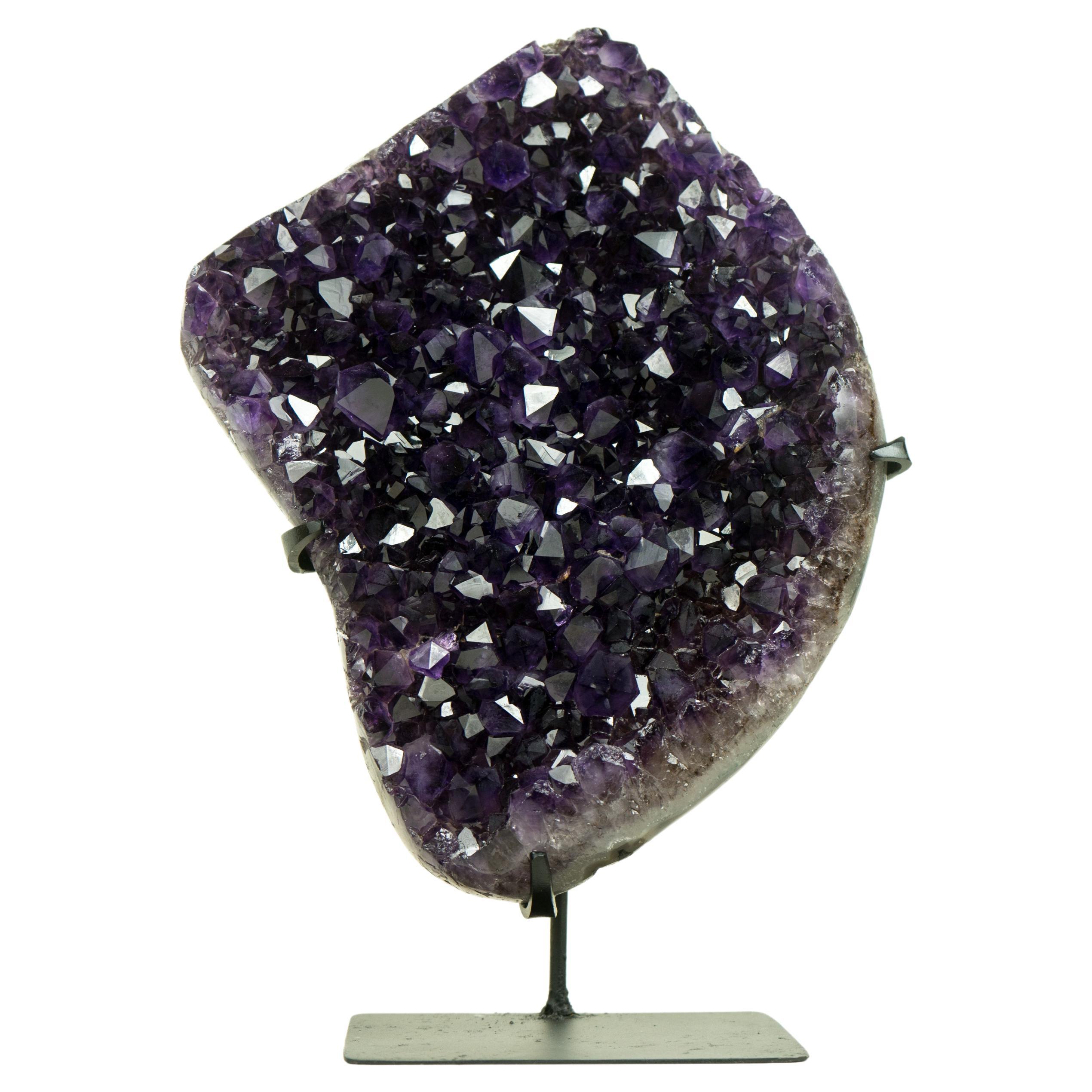 Natural Deep Purple Amethyst Cluster with High-Grade Grape Jelly Amethyst Druzy For Sale
