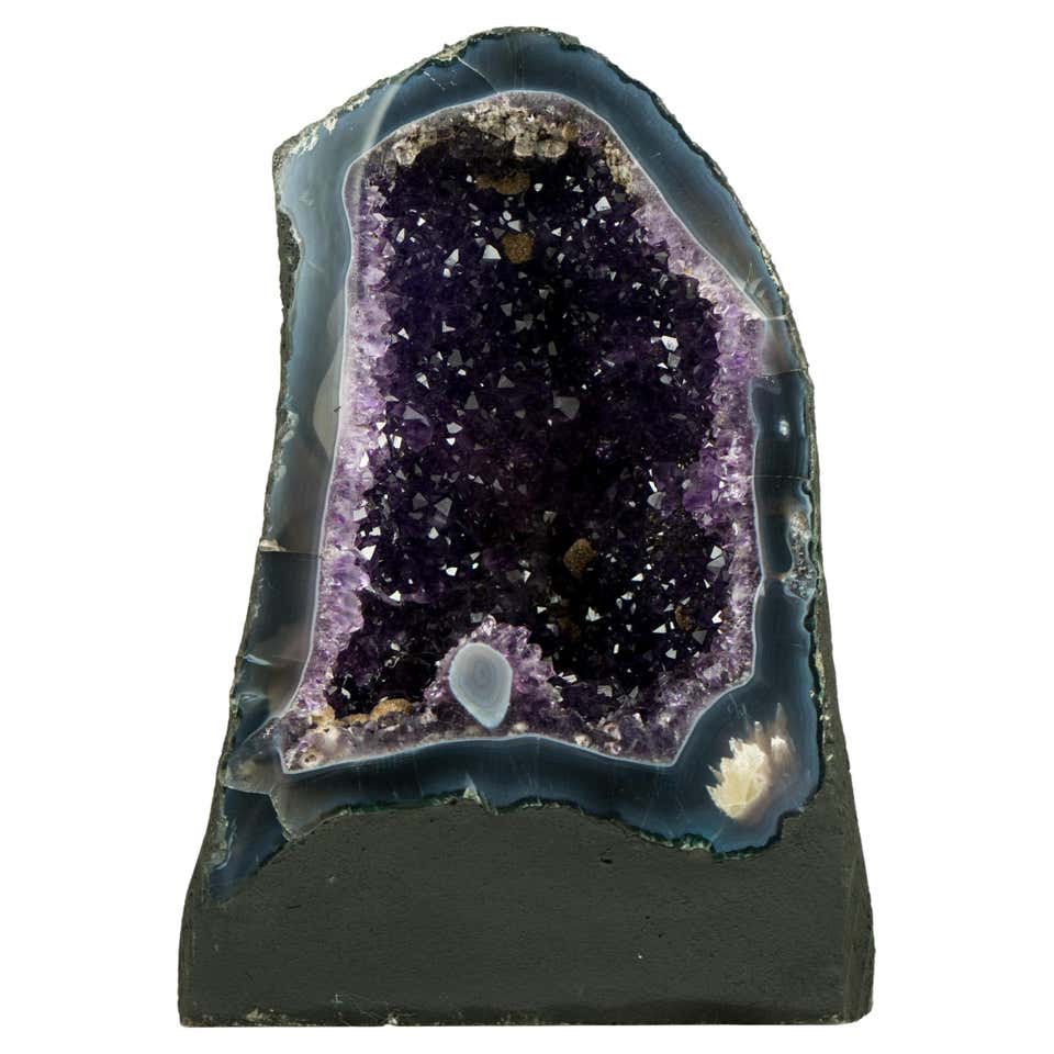 Incredible Deep Purple Amethyst Tower - Complete Half Geode with Agate ...