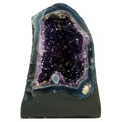 Natural Deep Purple Druzy Amethyst Geode with Agate Matrix