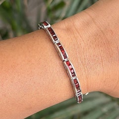 Natural Deep Red Garnet Stone Bracelet in 925 Sterling Silver Anniversary Gift