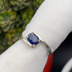 Bague saphir naturel bleu royal profond en argent 925 Bijoux artisanaux