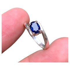 Natural Deep Royal Blue Sapphire Ring in 925 Sterling Silver Handmade Jewelry