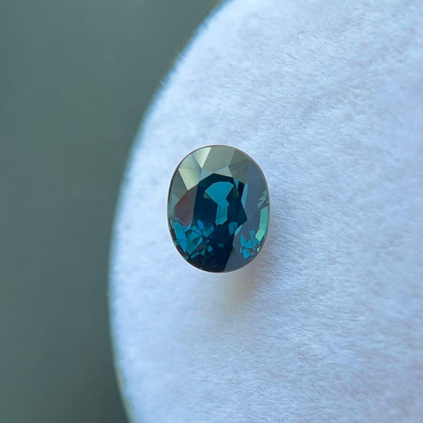 Natural Deep Teal Blue Sapphire 1.02ct Gia Certified 5.8x4.7mm Oval Untreated In New Condition For Sale In Birmingham, GB