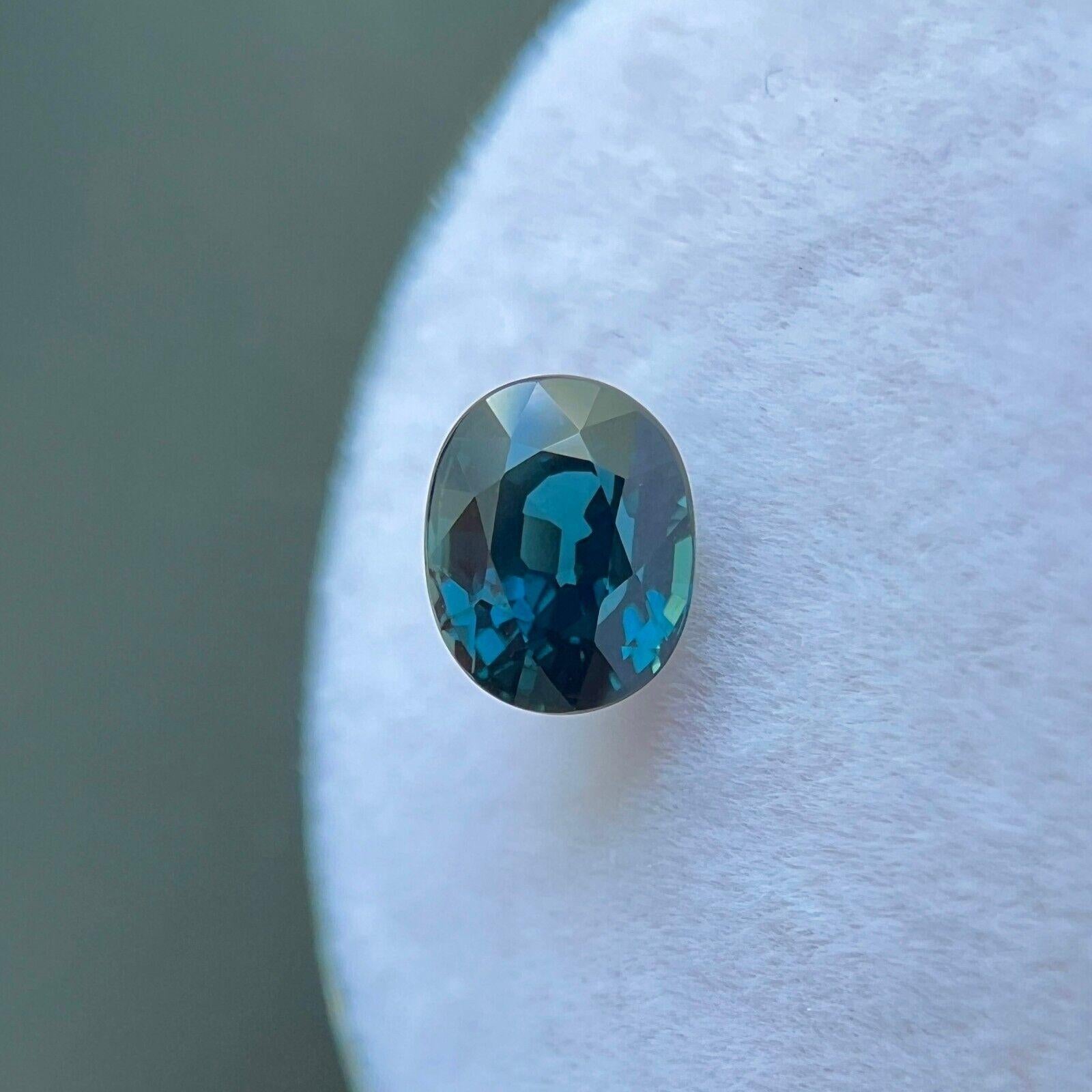 Women's or Men's Natural Deep Teal Blue Sapphire 1.02ct Gia Certified 5.8x4.7mm Oval Untreated For Sale
