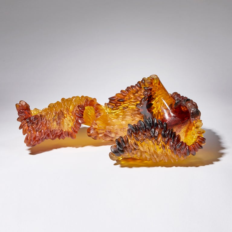 Organic Modern Natural Deviations, Glass Sculpture in Amber, Red & Brown by Nina Casson McGarva For Sale