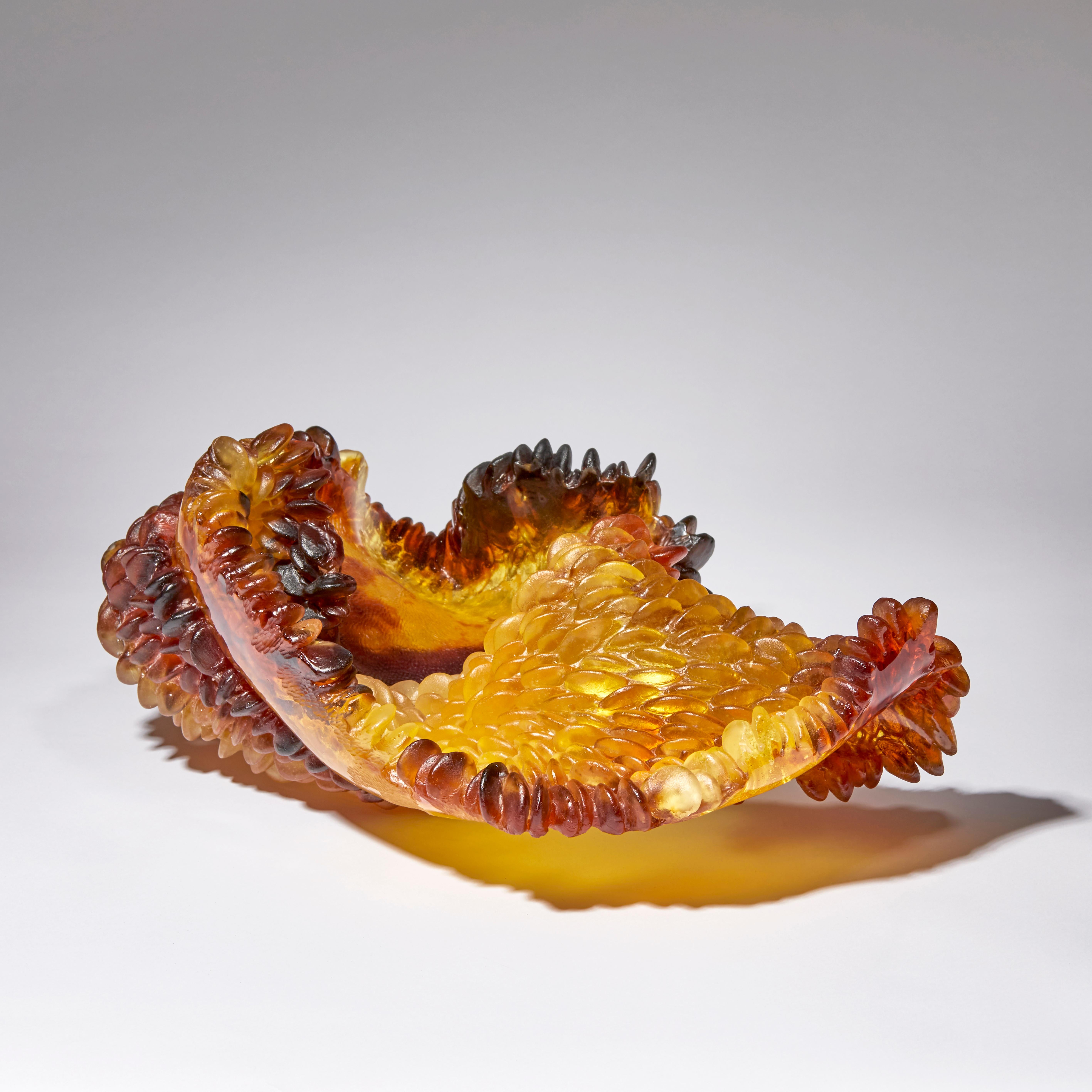 Hand-Crafted Natural Deviations, Glass Sculpture in Amber, Red & Brown by Nina Casson McGarva For Sale