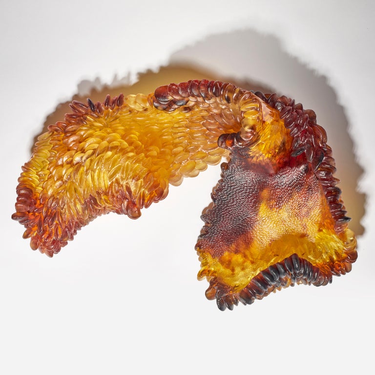 Contemporary Natural Deviations, Glass Sculpture in Amber, Red & Brown by Nina Casson McGarva For Sale