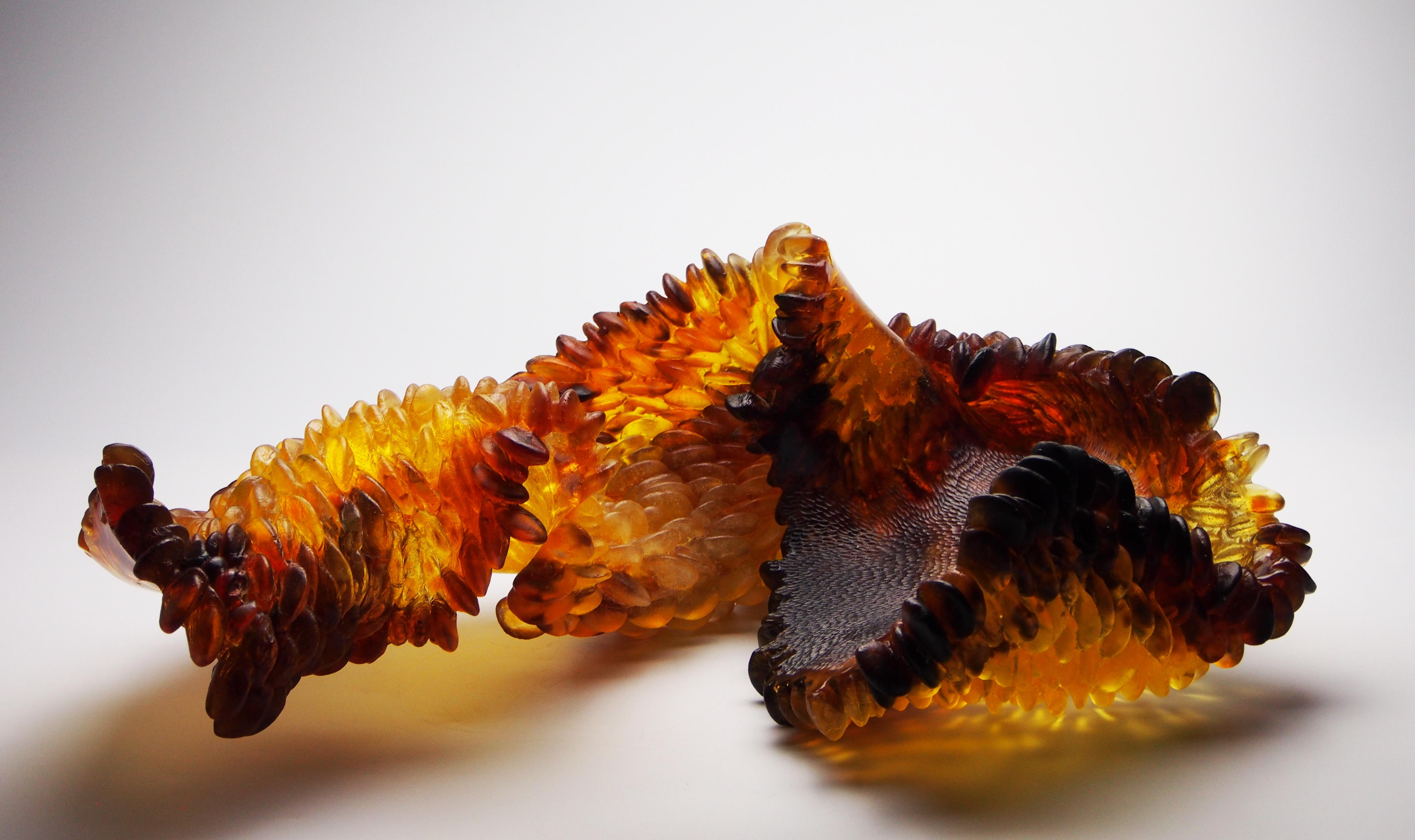 Natural Deviations, Glass Sculpture in Amber, Red & Brown by Nina Casson McGarva For Sale 1