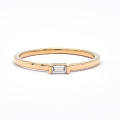 Natural Diamond 0.06CT 18Karat Rose Gold Baguette Cut Solitaire Ring