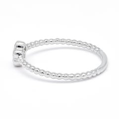 Natural diamond 0.08 carats 18KT White Gold Floral Stackable Ring