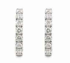 0.10 Carat Round Diamond Hoop Earrings in 18K White Gold