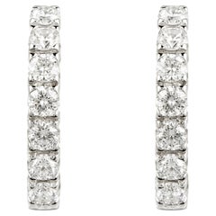 0.10 Carat Round Diamond Hoop Earrings in 18K White Gold