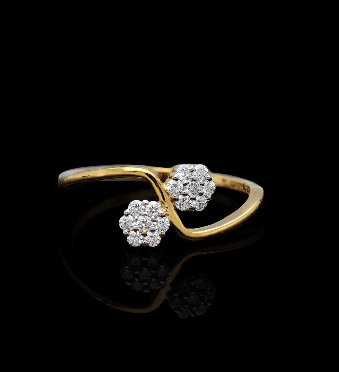Ring mit natürlichem Diamant 0,12cts in 18k Gold Damen im Angebot