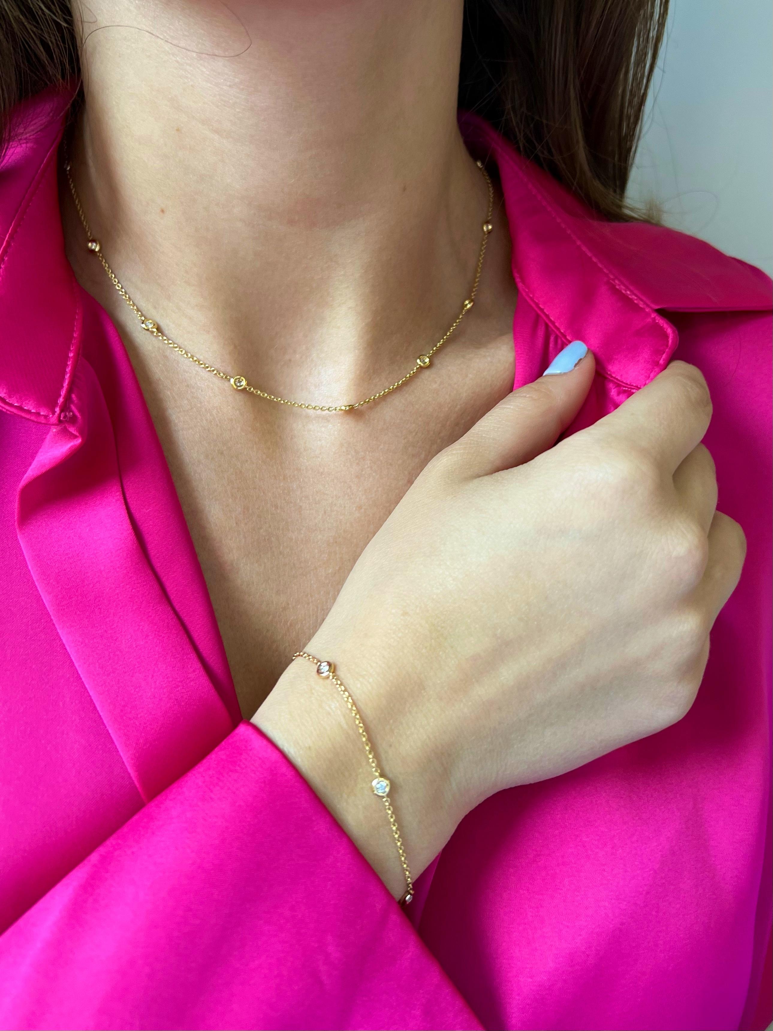 Diamante naturale da 0,13 carati Bracciale tennis a catena in oro bianco 18 carati in vendita 5