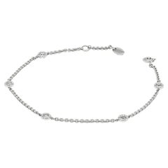 Natural Diamond 0.14 carats 18 Karats White Gold Chain Link Bracelet 