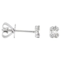 Natural Diamond 0.14 carats 18 KT White Gold Simple Cluster Earrings