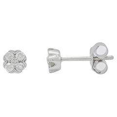 Ohrstecker in Blumenform mit natürlichem Diamant 0,15 Karat 18 Karat Weißgold