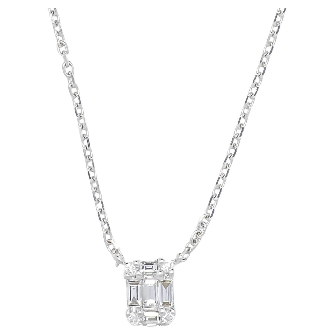 Natural Diamond 0.15 carats 18 KT White Gold Simple Chain Pendant 