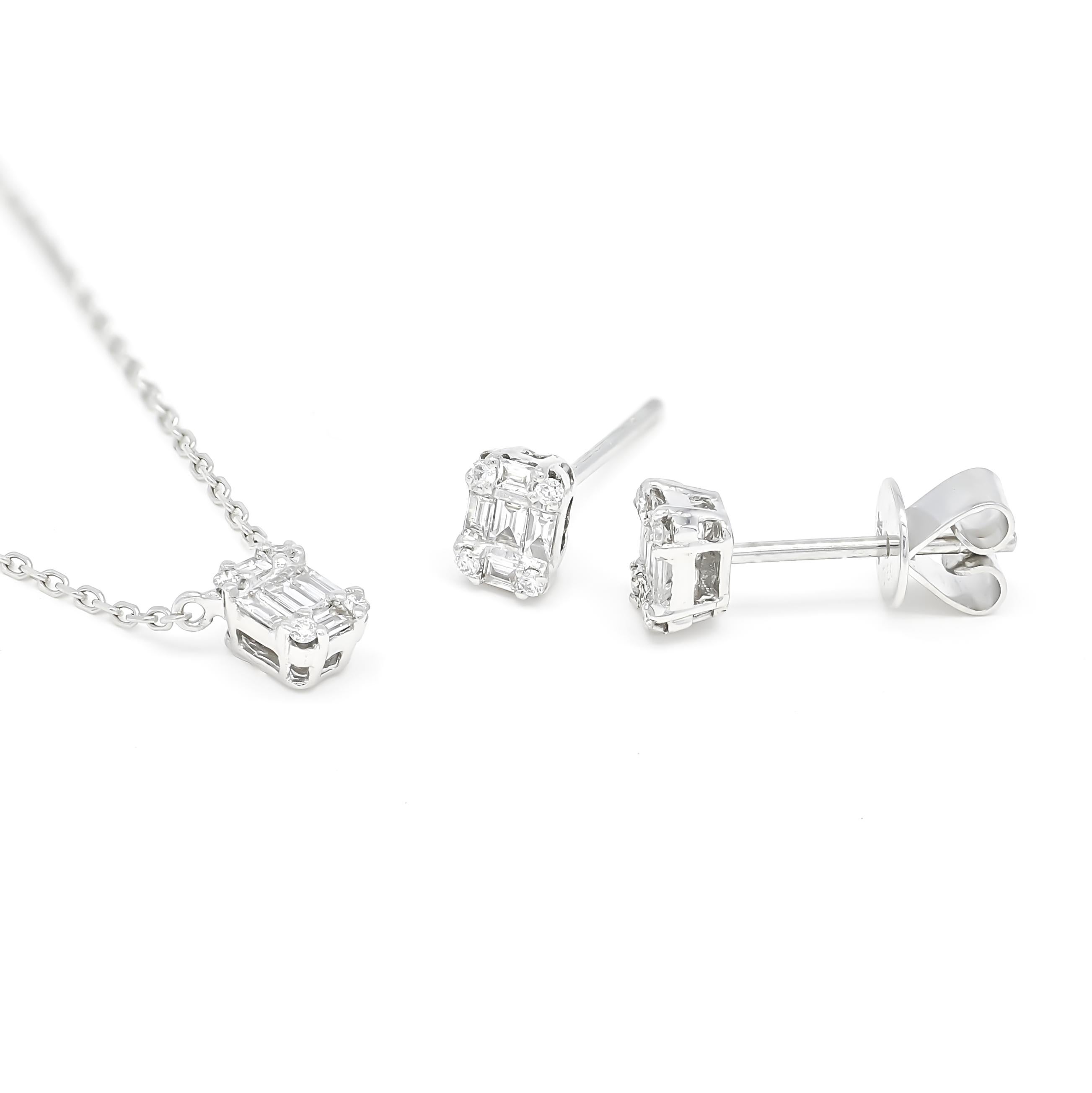 Diamante naturale da 0,15 carati in oro bianco 18 KT Ciondolo a catena semplice in vendita 1