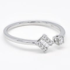 Diamante naturale da 0,15 carati in oro bianco 18KT Anello solitario a grappolo Duo Aperto
