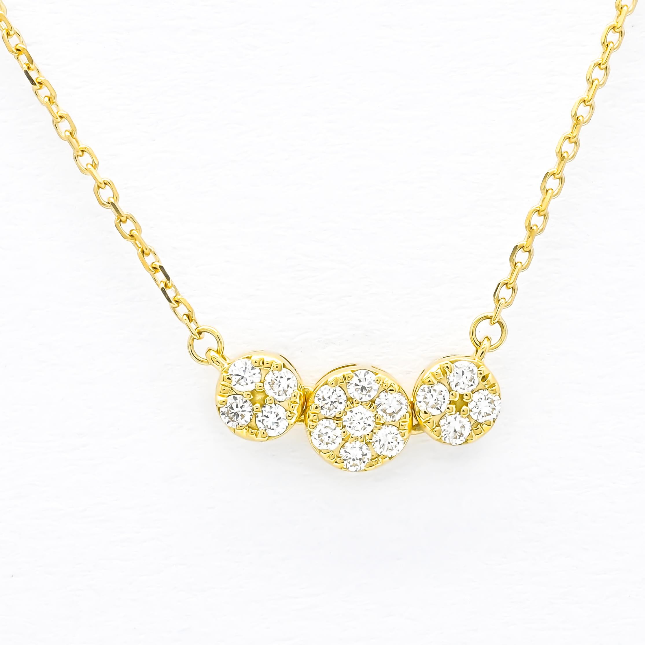 Natural Diamond 0.17 carats 18 KT Yellow Gold Chain Pendant Necklace In New Condition For Sale In Antwerpen, BE