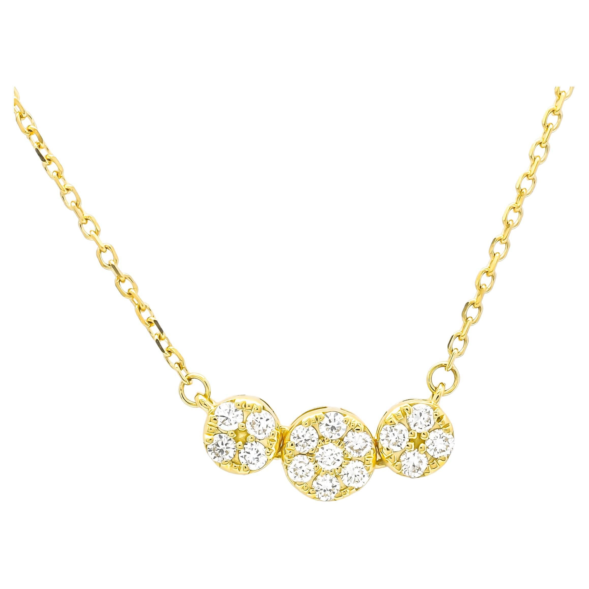 Natural Diamond 0.17 carats 18 KT Yellow Gold Chain Pendant Necklace  For Sale
